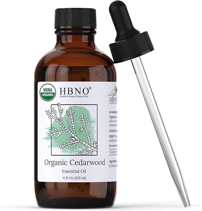 HBNO Organic Cedarwood Essential Oil - Huge 4 oz (120ml) Value Size - USDA Certified Organic Cedarwood Essential Oil for Aromatherapy, Soap Making, DIY, Fragrances, Diffuser.-BrightBean Baby