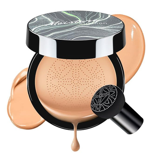 Air Cushion CC Cream Foundation - Mushroom Head BB Creams, Long Lasting Concealing Brightening, Moisturizer Face Cream,Facial Skin Care Makeup For All Skin Types (Medium Deep)-BrightBean Baby