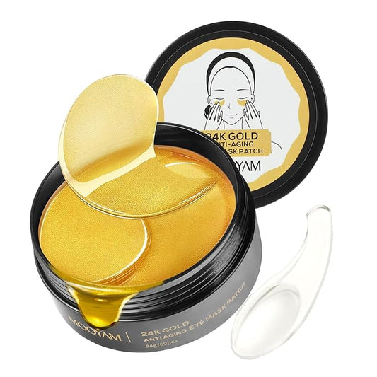 24k Gold Eye Treatment Maks 60PCS Under Eye Patch Cooling Under Eye Pads for Brightening Repairing and Refreshing Your Skin Under Eye Mask, Beauty Skin Care(gold)-BrightBean Baby