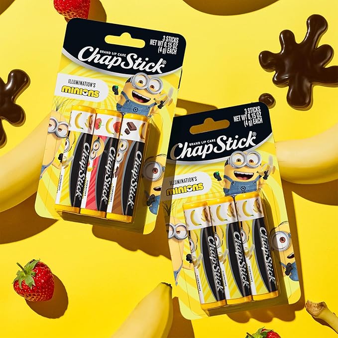 ChapStick Bulk Lip Balm Sets, Minions, 12 Banana Variety 3-Packs (36 Sticks Total), Party Favors for Kids, 0.15 Oz Ea-BrightBean Baby