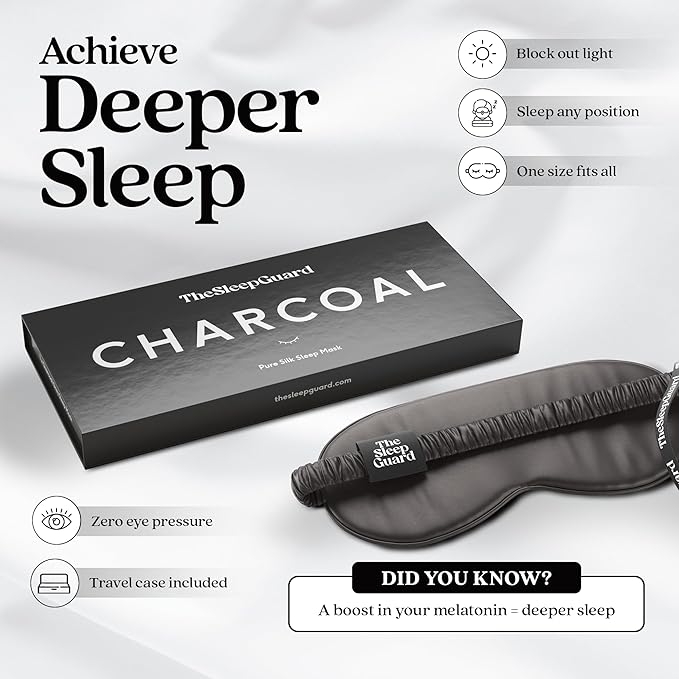 Pure Silk Sleep Mask [100% 6A Mulberry Silk, 22 Momme] Light Blocking Travel Essentials. Eye Masks for Sleeping. Black Oeko-Tex Blindfold. Eye Covers for Men & Women-BrightBean Baby