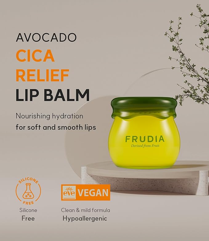 WELCOS FRUDIA Avocado Cica Relief Vegan Lip Balm | Hydrating Moisturizing Natural Organic Lip Balm | Korean Lip Balm-BrightBean Baby