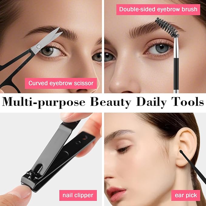 Tweezers Set, Hyxhappy 9 pcs Professional Stainless Steel Tweezer Kit for Women Facial Hair, Precision Plucke Tweezers with Luxurious Travel Case for Ingrown Hair Removal-BrightBean Baby