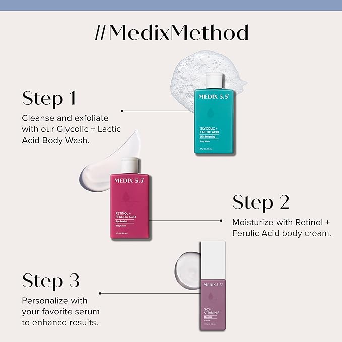 Medix 5.5 Retinol Body Lotion Firming Moisturizer | Crepey Skin Care Treatment | Retinol Body Cream | Firming Cream Targets Look Of Crepe Skin, Wrinkles, & Sagging, 3 Fl Oz Travel Size, 3-Pack-BrightBean Baby