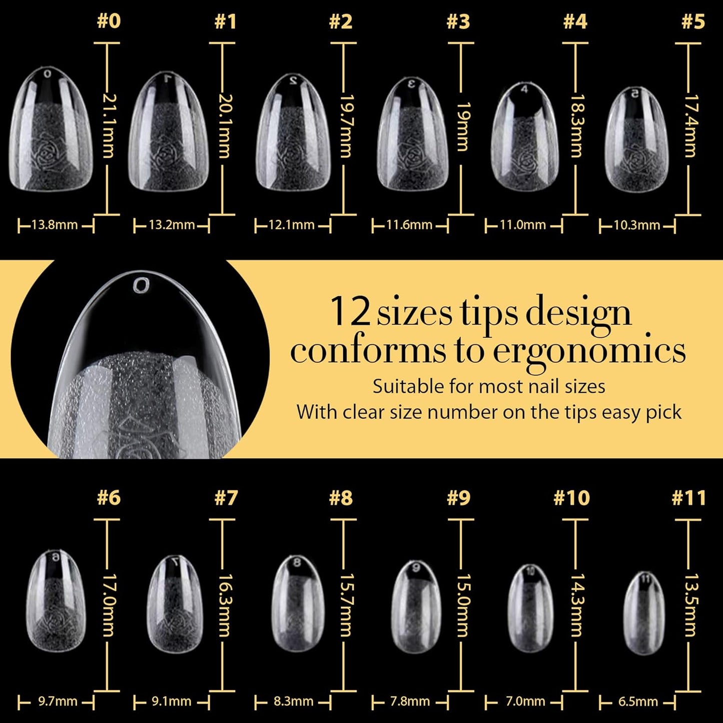 UNA GELLA 600Pcs Short Oval Almond Gel Nail Tips, Pre-file Round Almond Nail Tips 12 Sizes Soft Gel Clear Fake Nails Tips Full Cover for Nails Extension Home DIY Salon with Box-BrightBean Baby