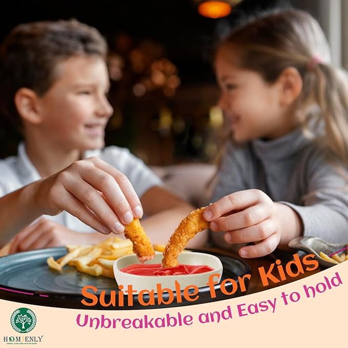 Homienly Soy Sauce Dishes,Wheat Straw Small Bowls Set of 6-4.5 OZ Small Dessert Bowls,Unbreakable Dipping Bowls,Dipping Sauce Cups,Mini Prep Bowls, Dip Bowls for Side Dish - Beige