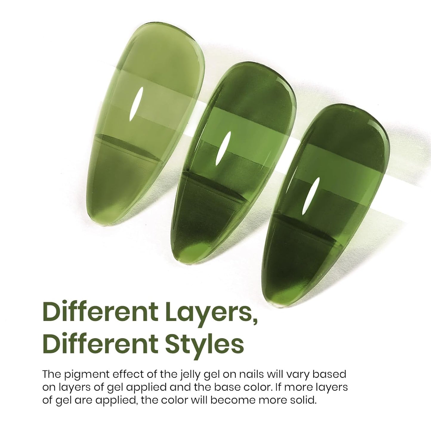 Beetles Green Gel Nail Polish - 15ml Olive Green Natural Jelly Gel Polish Fall Color Sheer Translucent Effect Soak Off UV Nail Art DIY Manicure Gift for Women-BrightBean Baby