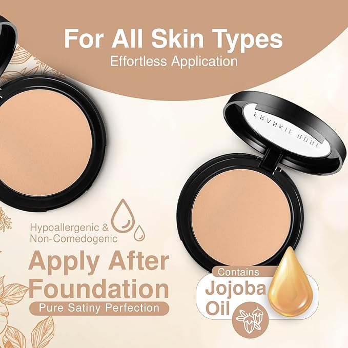 Frankie Rose Cosmetics Powder Foundation – Full Coverage Face Powder For Pores & Imperfections, Evens Out Skin Tone & Shine-Control | 58 Grams (Cream Puff)-BrightBean Baby