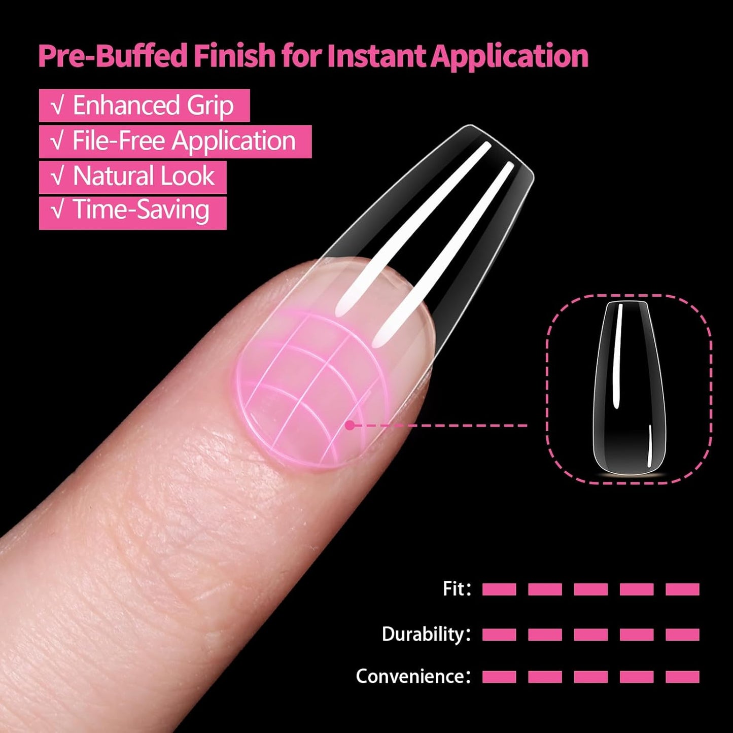Medium Square Nail Tips 500PCS, Clear Acrylic Full Cover Gel Press on Nail Tips for DIY, 10 Sizes Pre-Shaped False Nails with Glossy Finish, Professional Manicure Kit & Easy Application-BrightBean Baby