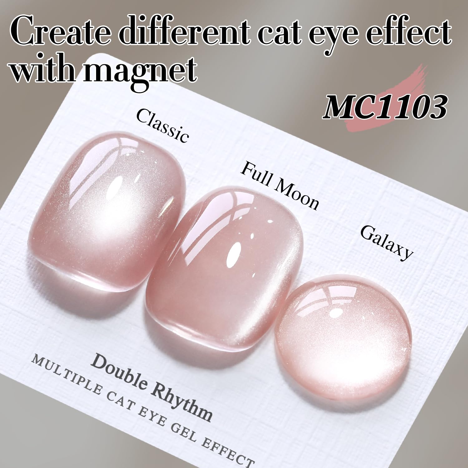 Double Rhythm Jelly Glass Cat Eye Gel Polish with Magnet 15ML Holographic Glitter Shimmer Translucent Sheer Color Magnetic Nail Polish Salon DIY at Home (Jelly Nude-MC1103)-BrightBean Baby