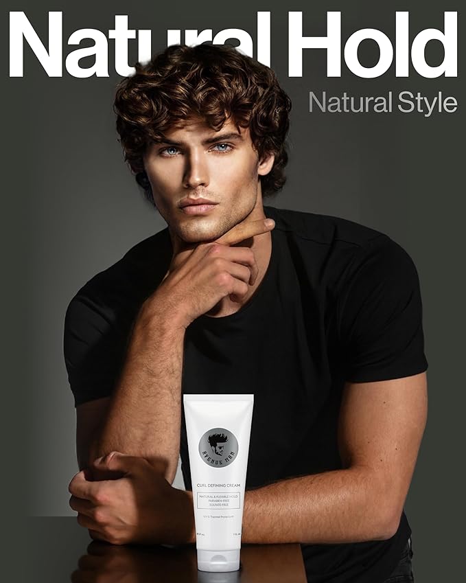Avenue Man Curl Defining Cream - Improved Formula - Natural & Flexible Hold with Herbal Extracts for All Hair Types - Paraben Free & Sulfate Free-BrightBean Baby