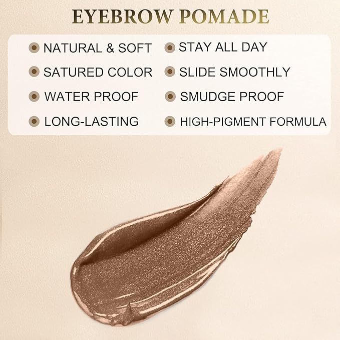 Eyebrow Pomade - Waterproof Brow Pomade for Long-lasting Results,Smudge Proof and Sweat Resistant Formula,Natural Eyebrow Makeup for All Skin Types and Tones - Light Brown-BrightBean Baby