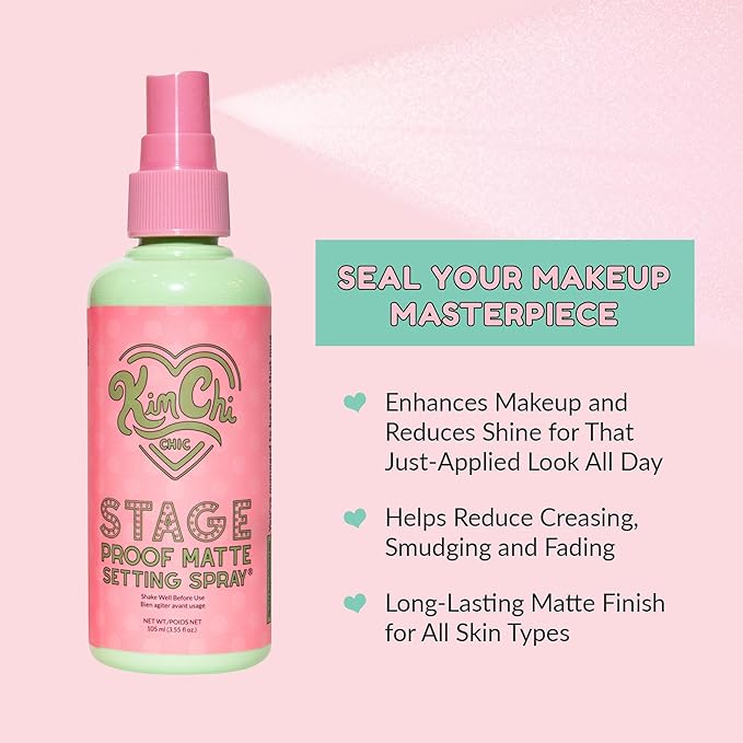 Kimchi Chic Beauty Stage Proof Matte Setting Spray, Makeup Finishing Mist and Fixative for All Skin Types, 3.55 fl oz-BrightBean Baby