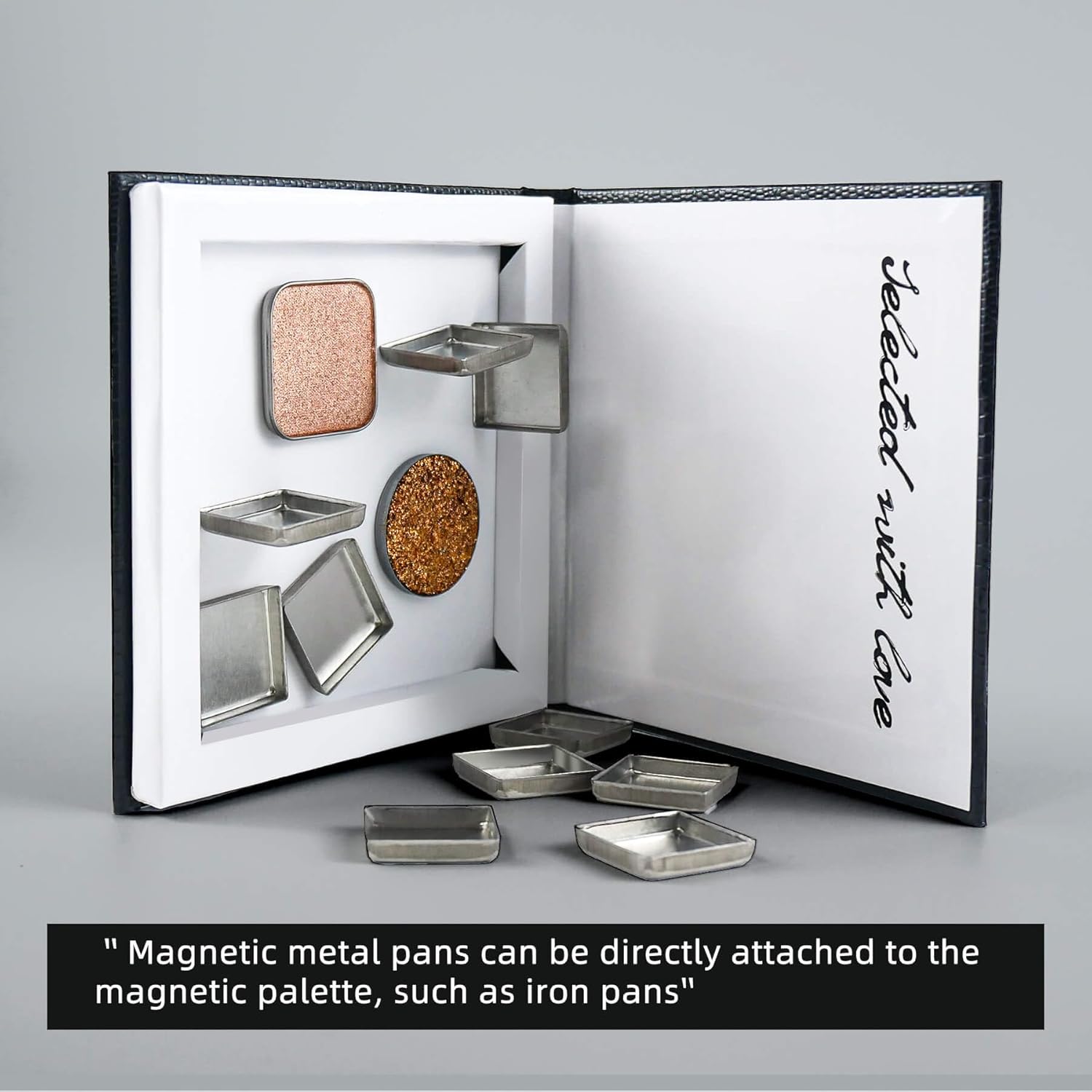 Small Empty Magnetic Makeup Palette with Mirror, Spatula, 20 Metal Stickers, Suitable for Eyeshadow Lipstick Blush Powder Highlighter and Contour (Black, Small)-BrightBean Baby