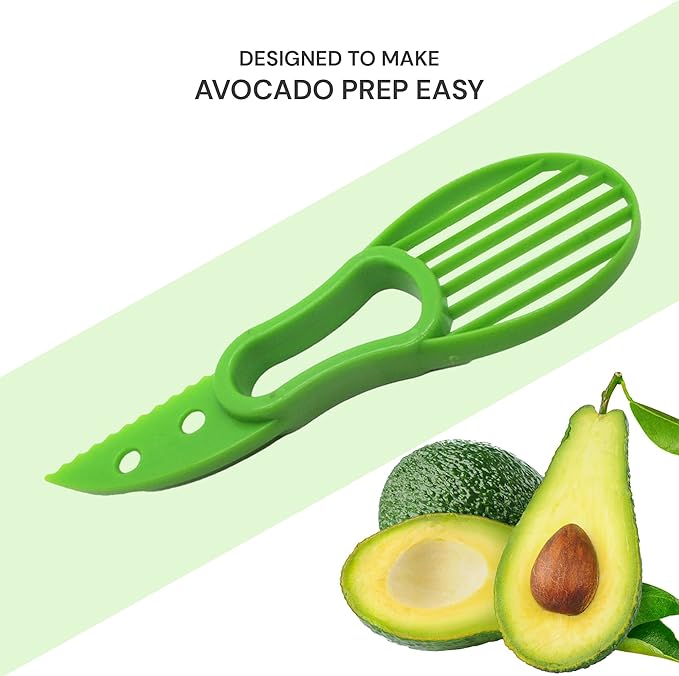Avocado Slicer (Pack of 2) - 3 In 1 Tool - Cutter, Peeler, Pitter & Scooper - Multifunctional Knife - Splitter - Easy to Use - Kitchen Gadgets