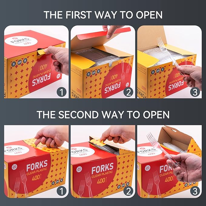 400 Count Plastic Forks Heavy Duty, Clear, BPA-Free, Heat Resistant, Solid and Durable Disposable Forks Bulk, Premium Plastic Forks heavy duty for Party Supply