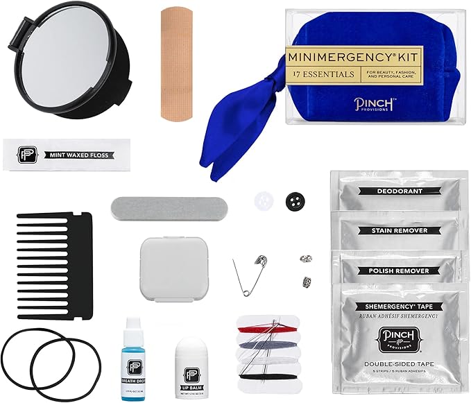 Pinch Provisions Velvet Minimergency Kit, for Her, Includes 17 Must-Have Emergency Essential Items, Compact, Multi-Functional Pouch, Gift for Parties and Birthdays-BrightBean Baby
