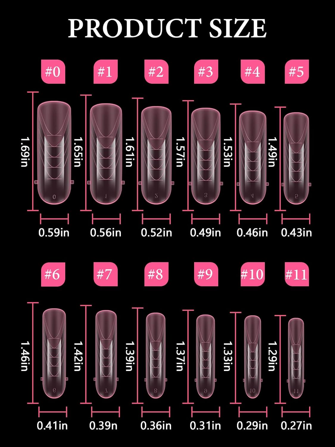 EBANKU Dual Nail Forms for Poly Extension Gel, 120 PCS Pink Nail Molds Reusable 12 Sizes Nail Extension Forms for Builder Gel Manicure Design Salon DIY-BrightBean Baby