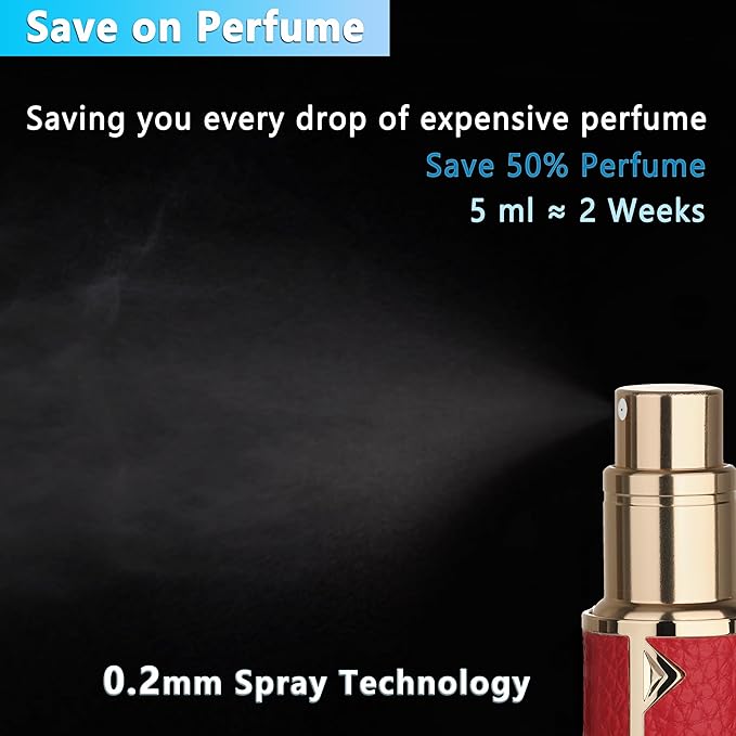 Refillable Travel Perfume Atomizer Bottle - 5ml Luxury Pocket Perfume Dispenser Pump, Travel Perfume Atomiser, Cologne Dispenser, Portable Size Sprayer Bottle for Traveling (Red)-BrightBean Baby