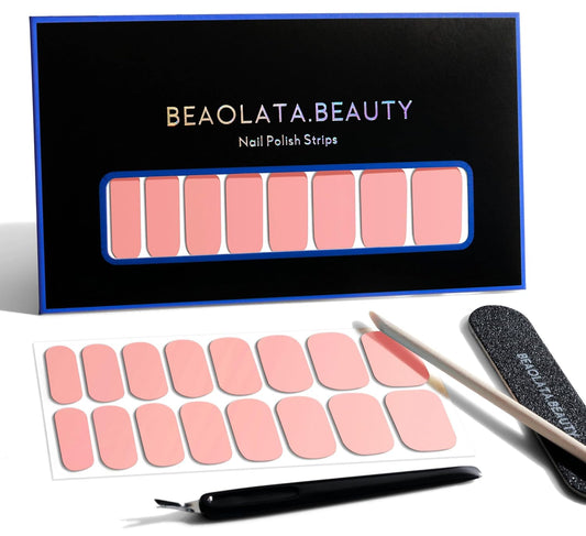 Nail Polish Strips, 32PCS Salon Quality Wraps, Long Lasting Gel Nail Stickers for Women Easy Apply& Remove (Rose Pink)-BrightBean Baby