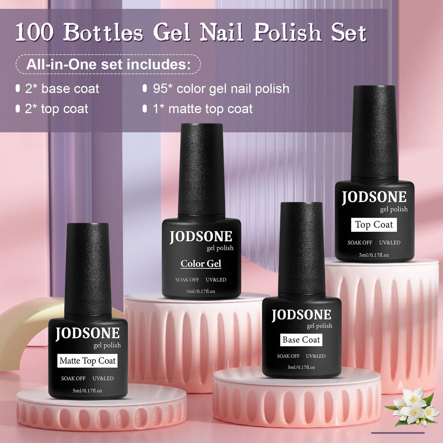 JODSONE Gel Nail Polish Starter Set 100 Pieces Multi-color Gel Nail Polish Nail Salon Home Use In Shine-BrightBean Baby