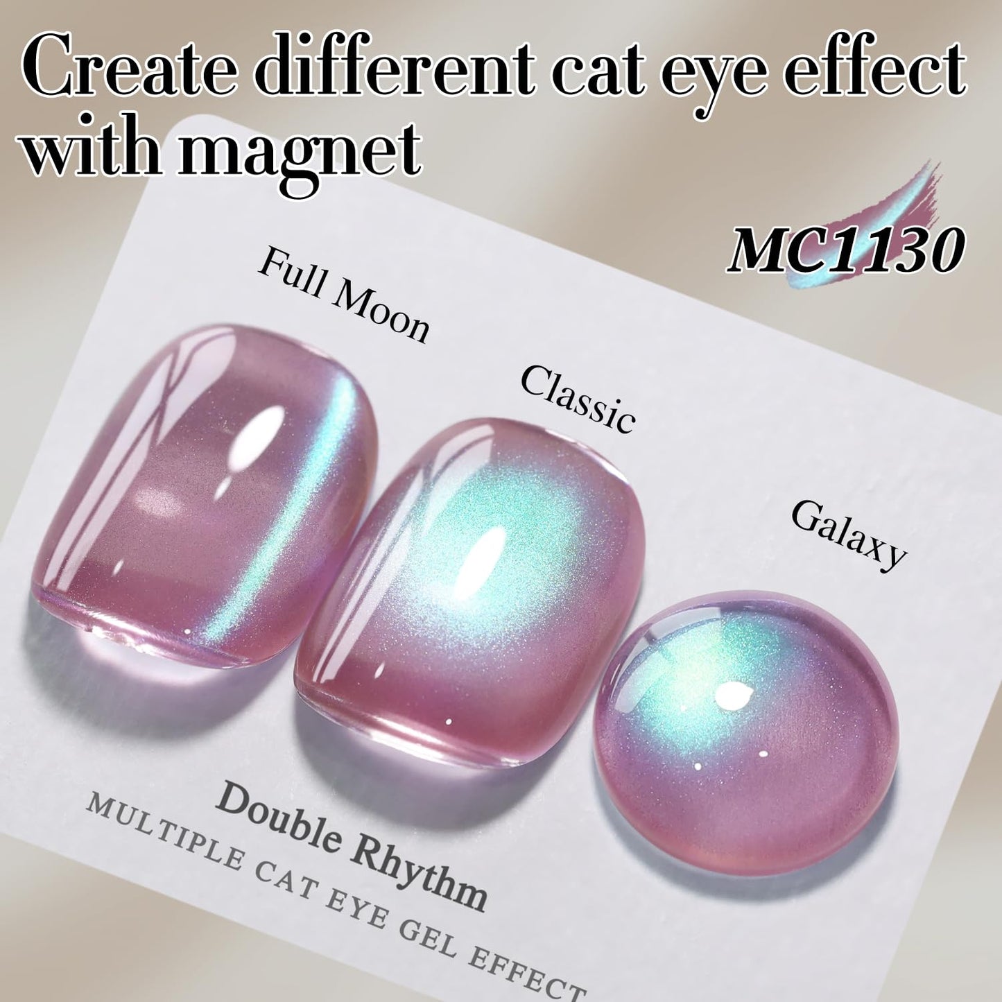 Double Rhythm 15ML Ice Glass Cat Eye Gel Polish with Magnet Holographic Glitter Shimmer Translucent Sheer Color Salon Soak Off Magnetic Nail at Home (Plum Purple-MC1130)-BrightBean Baby