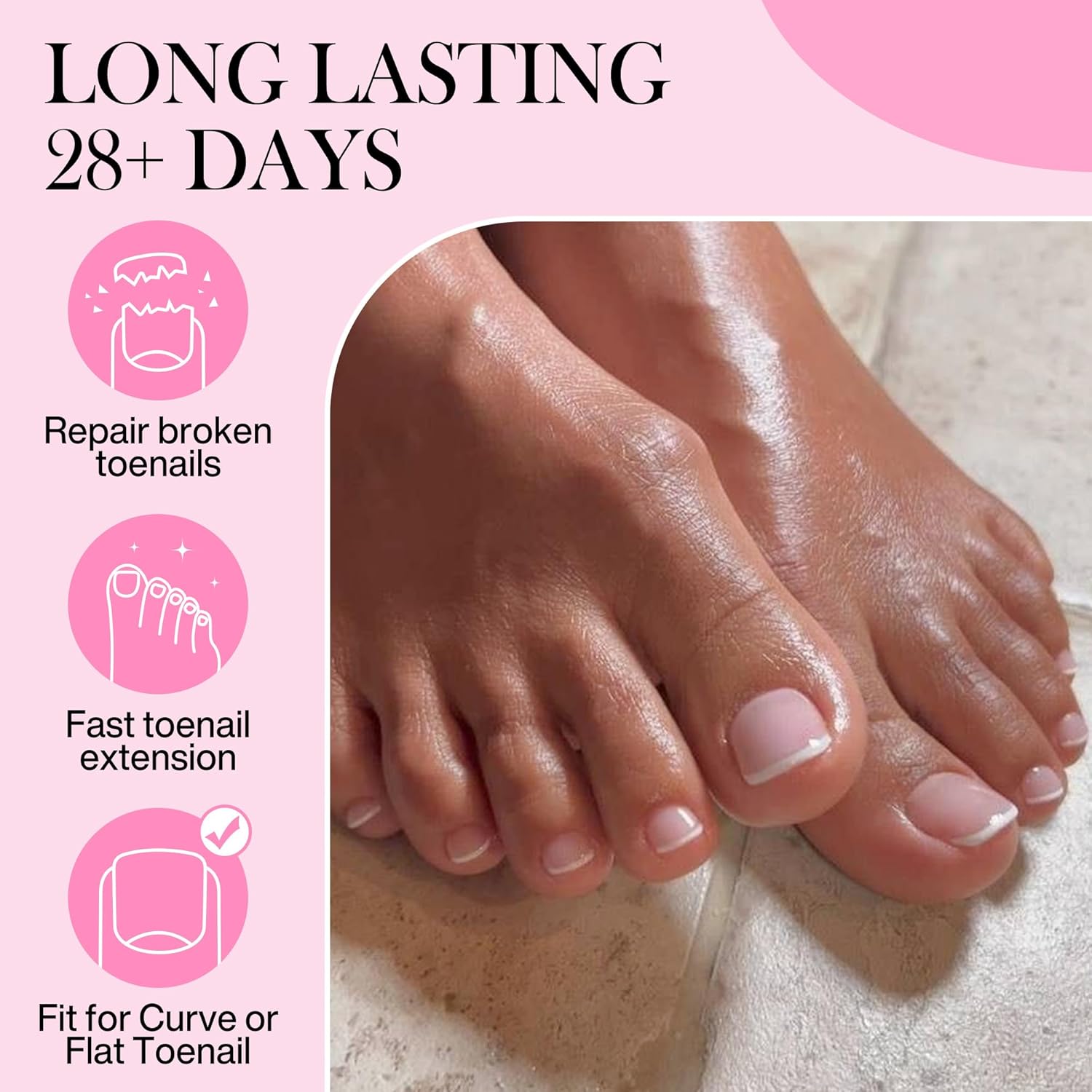 Square Toe Nail Tips, 240pcs Press On Toenails for Women Full Matte Wider Toe Nail Tips, 12 Size Full Cover Short Fake Toenail for Big Toe Nail Extensions Home DIY Nail Salon Soak Off-BrightBean Baby