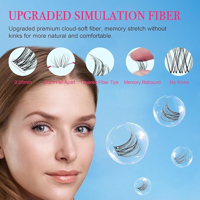 Lash Clusters - Lash Clusters Kit Mix Manga Lash Clusters 0.07D Lashes Clusters Anime Lashes Ultra-Thin Invisible Band 0.05mm DIY at Home No Lash Glue Included-BrightBean Baby