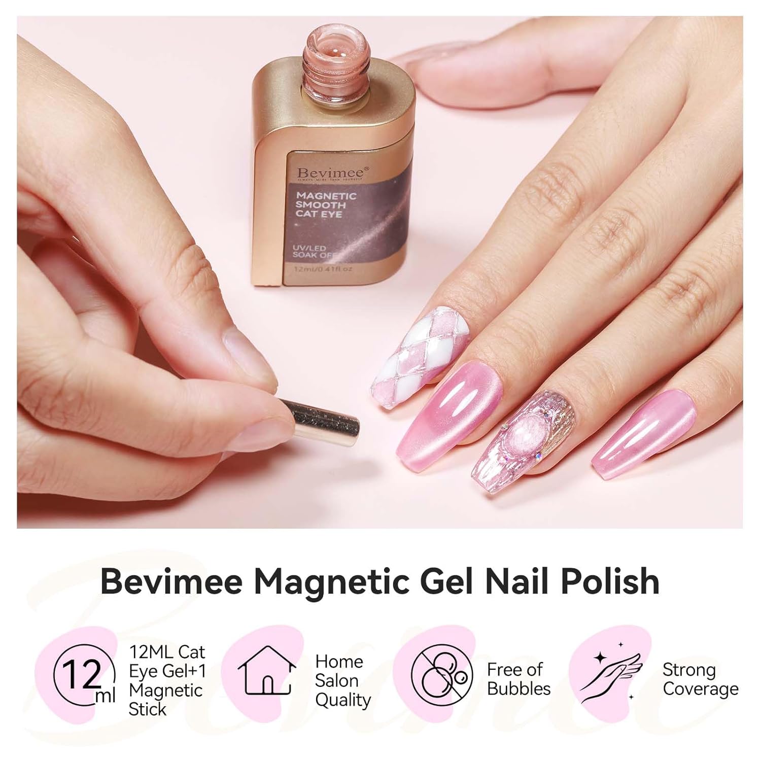 Cat Eye Gel Nail Polish, Moonlight Glitter Holographic Cateye Nail Polish with Magnet 12ML, Magnetic Mirror Glass Ceramics Smoothie UV Gel for Nail Art Manicure DIY at Home-BrightBean Baby