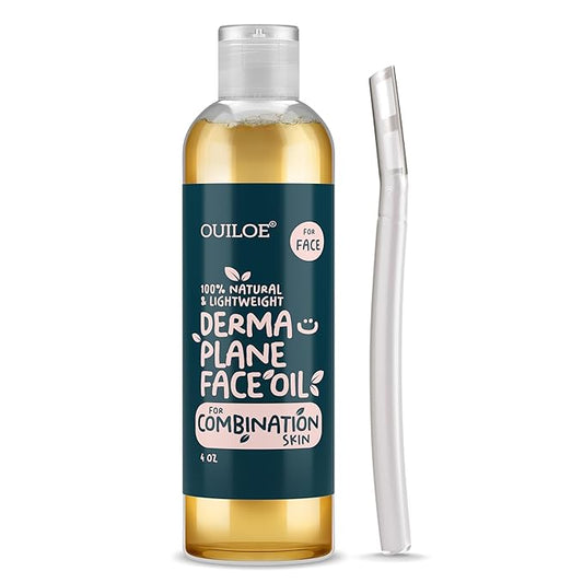Dermaplane Oil, Face Shaving Oil for Women with Combination Skin - Lightweight & Natural Facial Shave Oil - Use with a Dermaplaning Tool, Razor, Shaver or Microblade for Close Shave 4 oz by Ouiloe-BrightBean Baby
