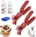 2Pc Hot Plate Gripper Tongs, Silicone Non-Slip Kitchen Utensil, Heat Insulation Anti-Scald Bowl Holder Clip for Cooking (Red + Red)