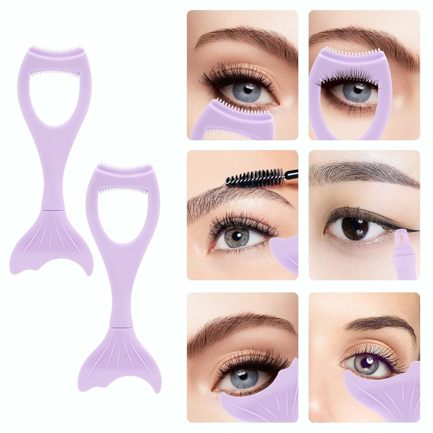 Tbestmax 2 in 1 Mascara Eyeliner Guard, Silicone Mascara Lash Shield Applicator, Eyelash Comb Purple 2 Pcs-BrightBean Baby