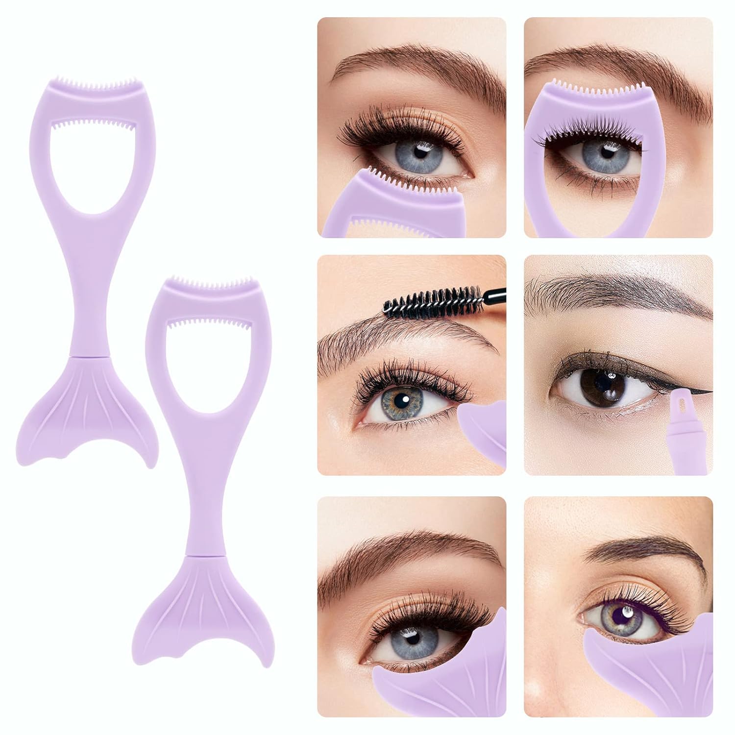 Tbestmax 2 in 1 Mascara Eyeliner Guard, Silicone Mascara Lash Shield Applicator, Eyelash Comb Purple 2 Pcs-BrightBean Baby