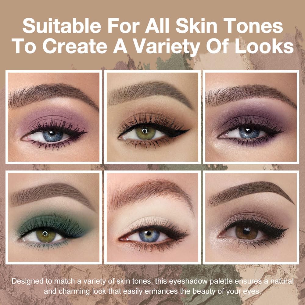 Kaely 6 Colors Mini Neutral Eye Shadow Palette Makeup, Taupe Rosy Brown Smokey Plum Forest Green Nude Beige Cocoa Brown Matte Eyeshadow Palette for Older Women Pigmented Waterproof, Cruelty-free, 11-BrightBean Baby