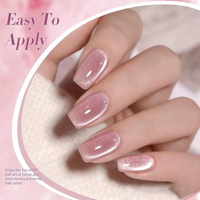 Born Pretty Cat Magnetic Eye Gel Nail Polish Jelly Pink Moonlight Crystal Glass Cat Magnetic Shimmer Glitter Holographic Nail Polish Salon Gel Manicure and Nail Art DIY at Home 7ML 6PCS-BrightBean Baby