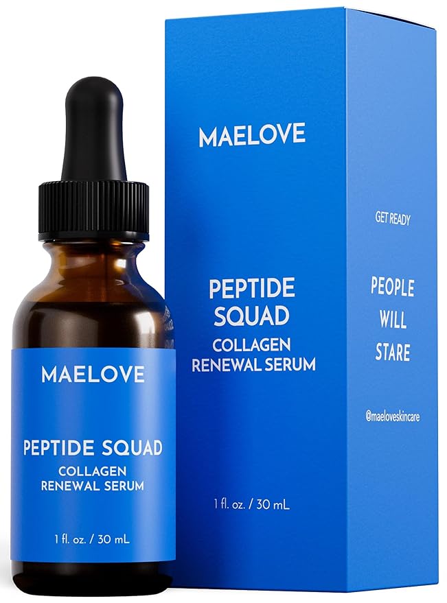 MAELOVE Peptide Squad Collagen Renewal Serum with Copper Peptides, Argireline, Matrixyl 3000 + Hyaluronic Acid and Niacinamide for Wrinkles, Fine Lines, and Skin Elasticity-BrightBean Baby