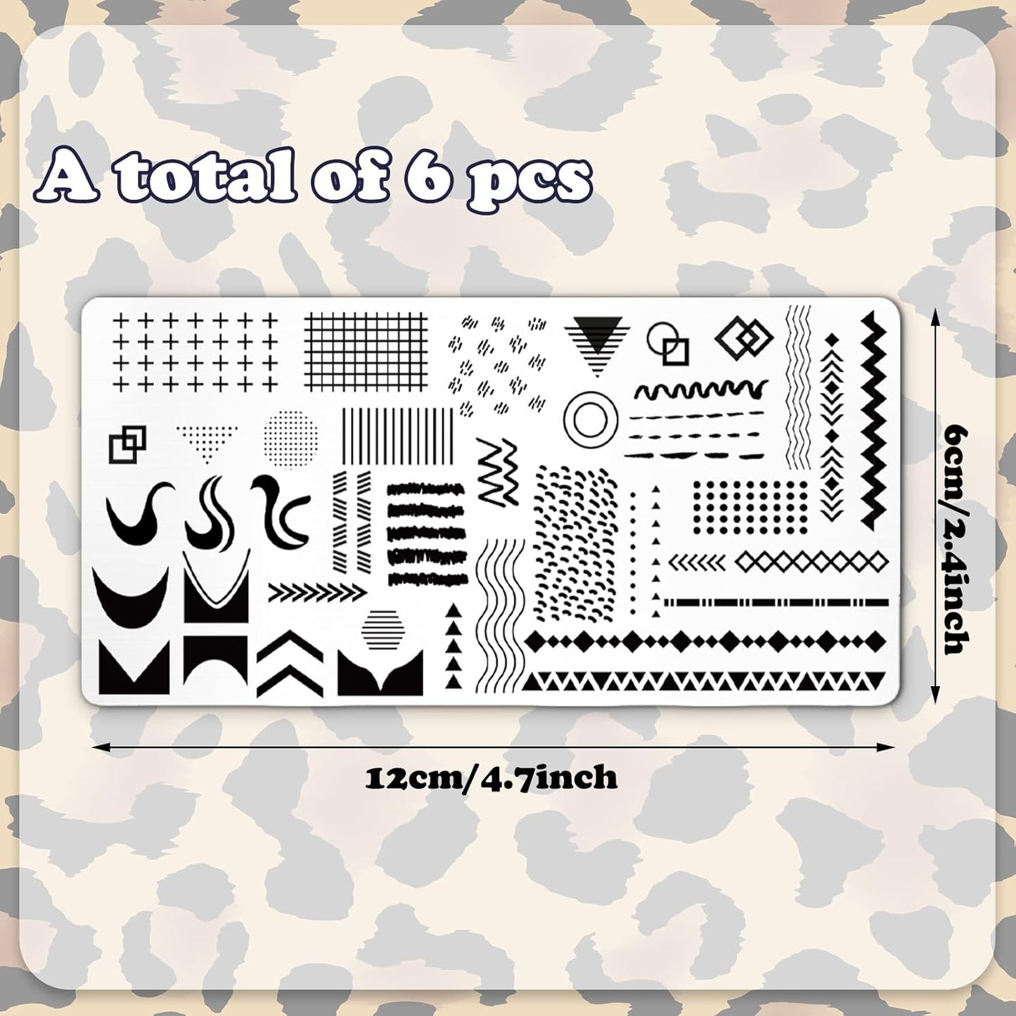 Whaline 6Pcs Animal Print Nail Plates Stamping Set Leopard Print Stamp Templates Nail Art Plates for DIY Print Manicure Salon Design Gift-BrightBean Baby