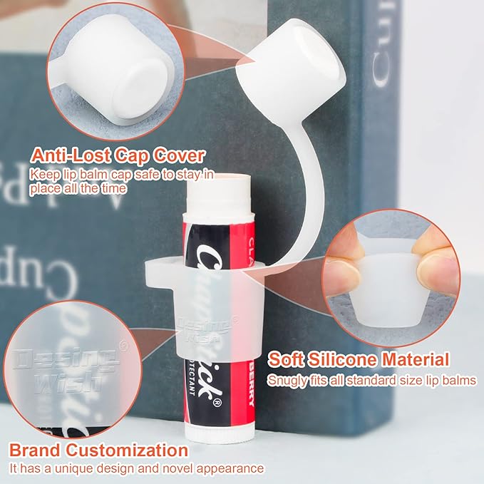 Desing Wish Silicone Lip Balm Holder with Cap Cover Portable Chapstick Holder Keychain Sleeve Lip Balm Key Chain with Key Ring and Wrist Strap Lanyard - Transparent-BrightBean Baby