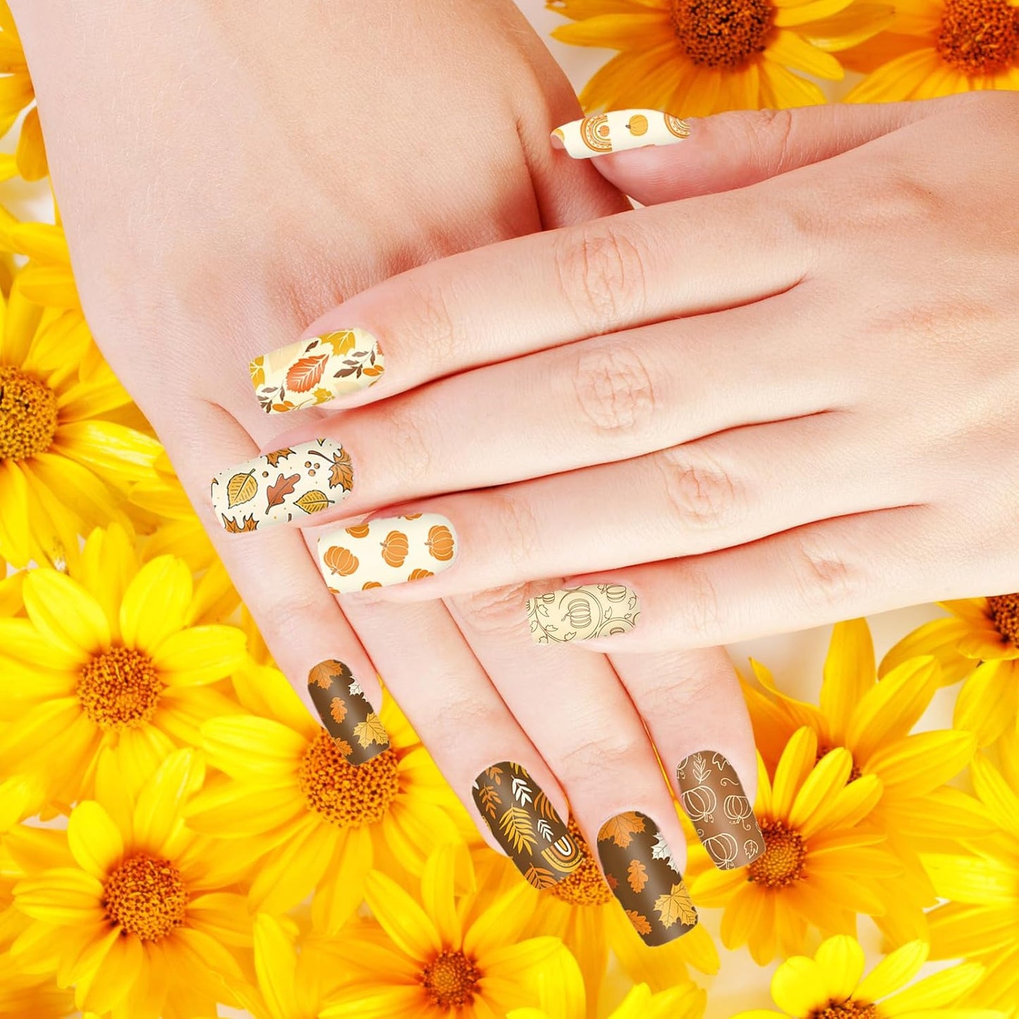 2 Sheet Fall Thanksgiving Nail Art Stamping Plate Kit Assorted Pumpkins Maple Leaves Autumn Blessing Collection Nail Art Plate for Holiday DIY Print Manicure Salon, 5.7 x 3.7inch-BrightBean Baby