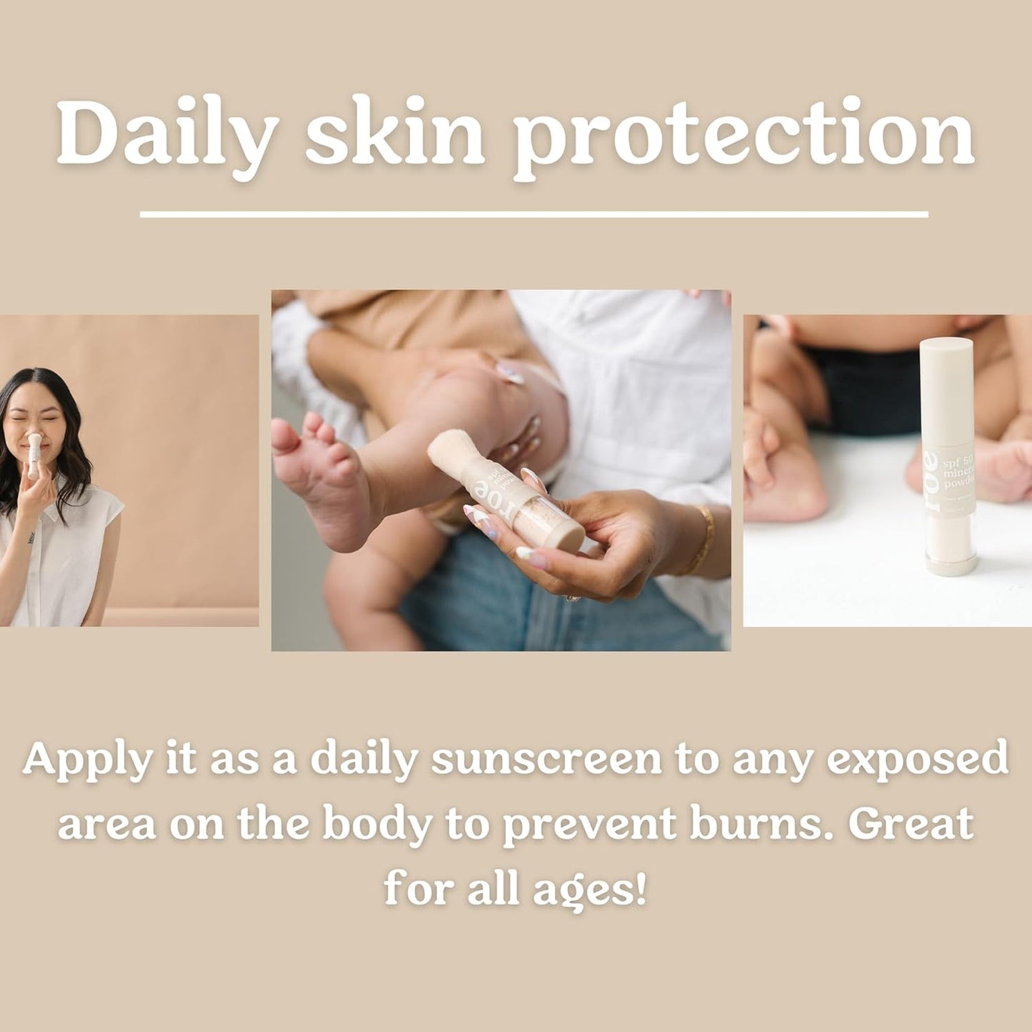 Roe Wellness- Kids SPF 50 Brush On Mineral Sunscreen Powder EWG, Reef-Friendly, Easy to Apply for Kids, Babies & Parents-BrightBean Baby