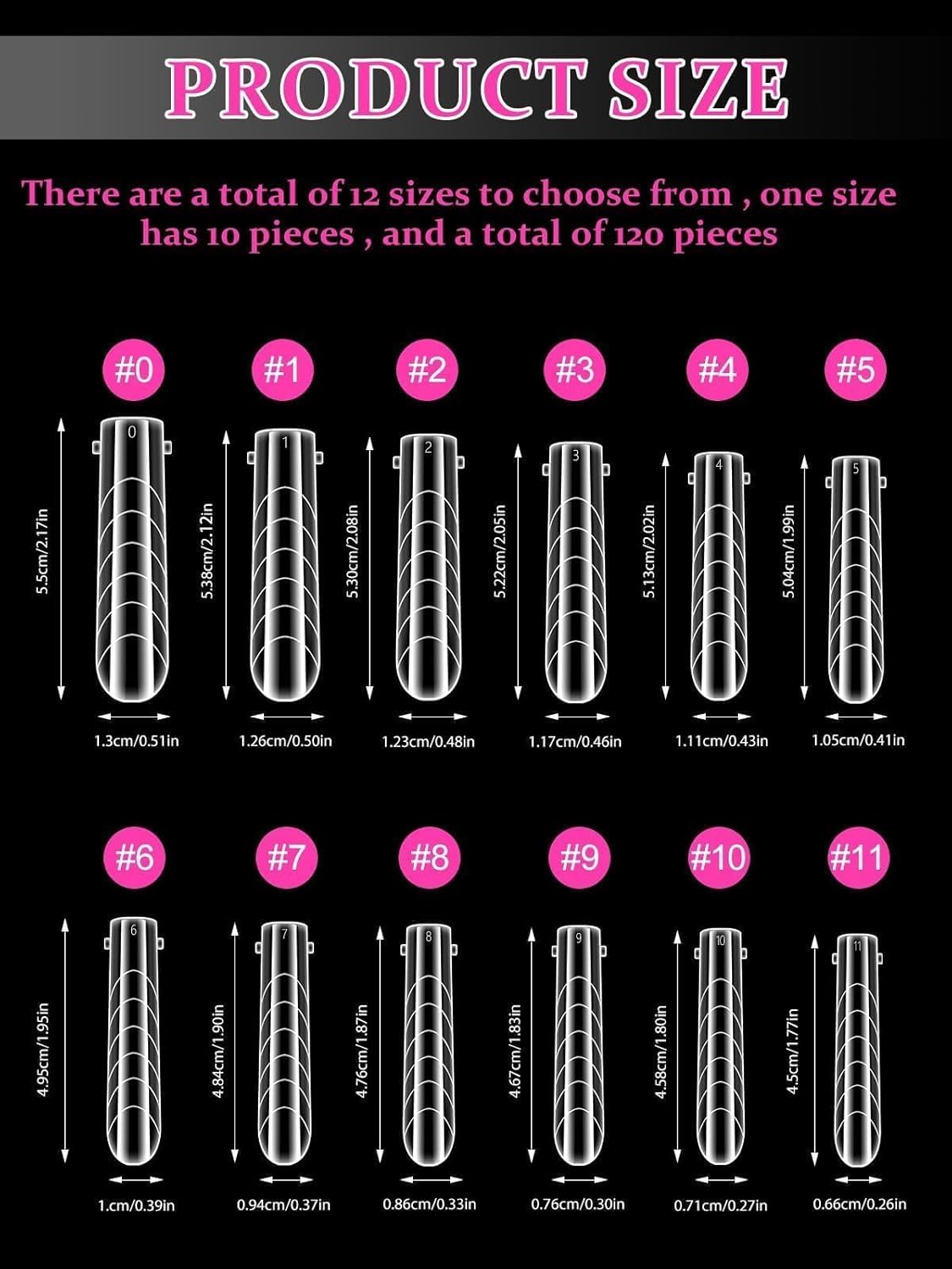 EBANKU Coffin Dual Nail Forms for Poly Extension Gel, 120 PCS Structure Builder Nail Gel Nail Molds for Solid Nail Gel Glue Poly Gel Nail Art Design Salon&DIY-12 Sizes-BrightBean Baby