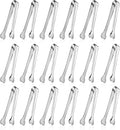 18 Pack Premium Small Serving Tongs, Mini Stainless Steel Appetizer Tongs 4.33Inch Silver