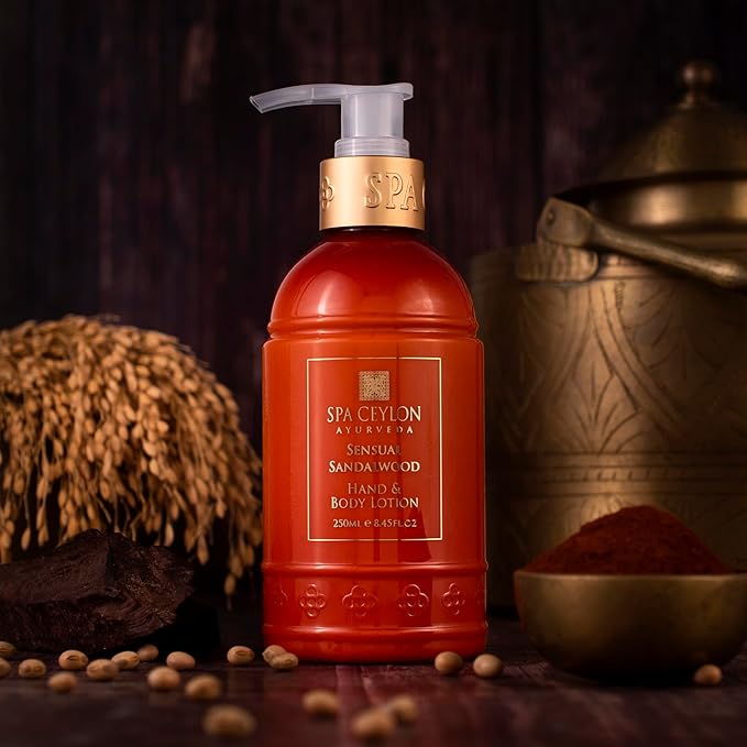 SPA CEYLON Sensual Sandalwood Hand and Body Lotion | Deep Hydrating Body Moisturizer with Coconut | Almond & Rice Bran | Cooling & Invigorating | Suitable for All Skin Types-BrightBean Baby