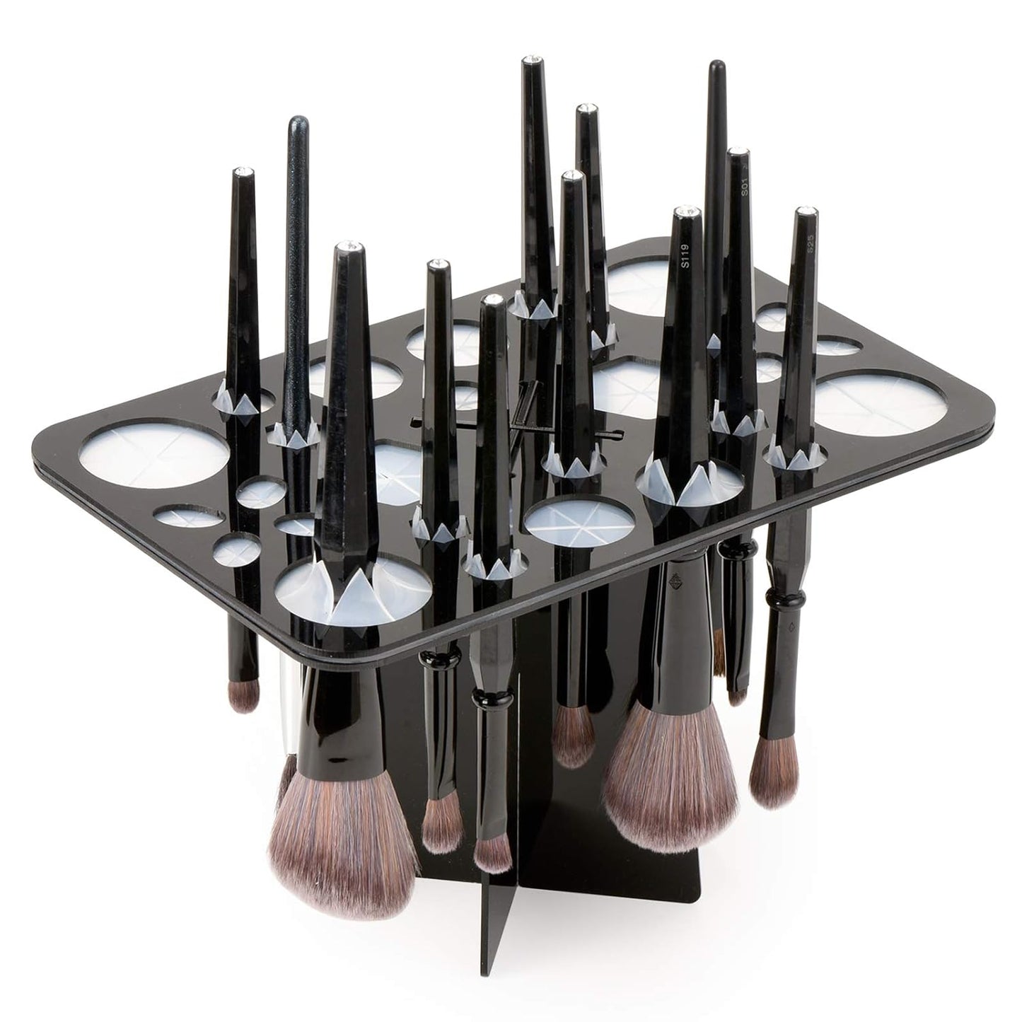 Acrylic Makeup Brushes Drying Rack, Brushes Dryer, Collapsible Holder Stand Tree Tray Support Display for Makeup Artist Nail Brushes Paintbrushes Makeup Lovers, 28 Slot, Black, Unisex-BrightBean Baby