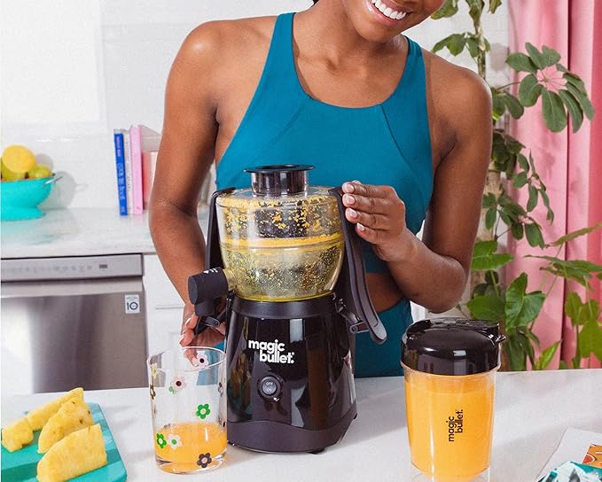 Magic Bullet® Mini Juicer, Countertop Space-Saving, 2" Feed Chute for Fruits and Vegetables, 400W, 16oz Cup, Compact Design, Black, MBJ50100AK