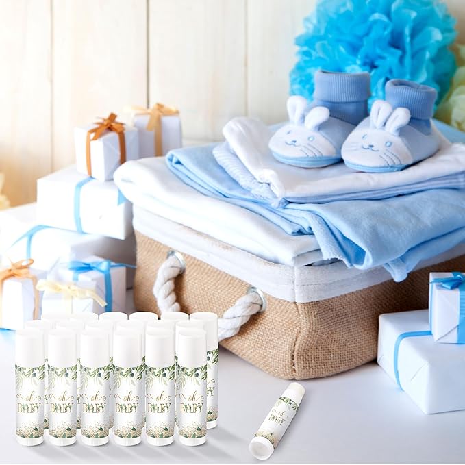 40 Pieces Lip Balm Bulk Baby Shower Jasmine Lip Balm Favors Floral Moisturizing Lip Balm for Women Children Men Girl kids Gender Reveal Favors Gift Baskets (Leaves)-BrightBean Baby