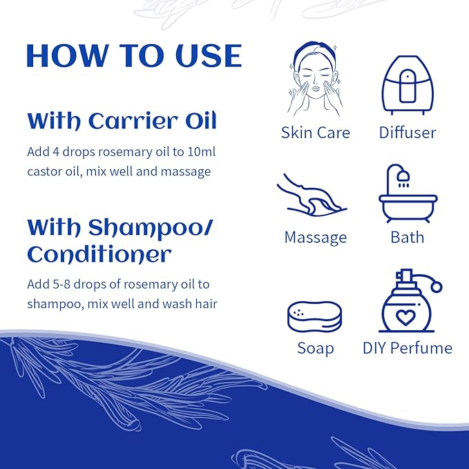 HIQILI 1000ML Rosemary Oil for Hair Growth, Add to Shampoo & Conditioner, 100% Pure Undiluted - 32 Fl Oz-BrightBean Baby