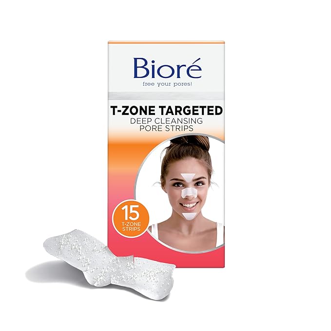 Bioré T-Zone Blackhead Remover Strips, Deep Cleansing Pore Strips, (5 Nose + 5 Face + 5 Chin Strips), Instant Pore Unclogging for the T-Zone Area, 15 Count-BrightBean Baby