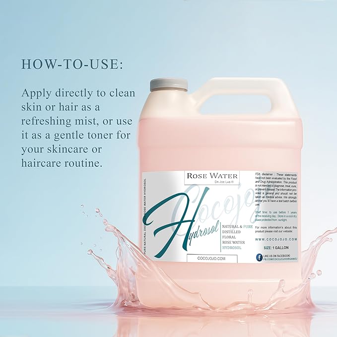 Rose Hydrosol Spray Cleansing Non GMO Facial Toner for Face Body Locs Rose Water Hydrating Face Mist, for Hydration Pure & Natural Hydrosol for All Skin Types - COCOJOJO - Bulk 128 OZ - 1 Gallon-BrightBean Baby