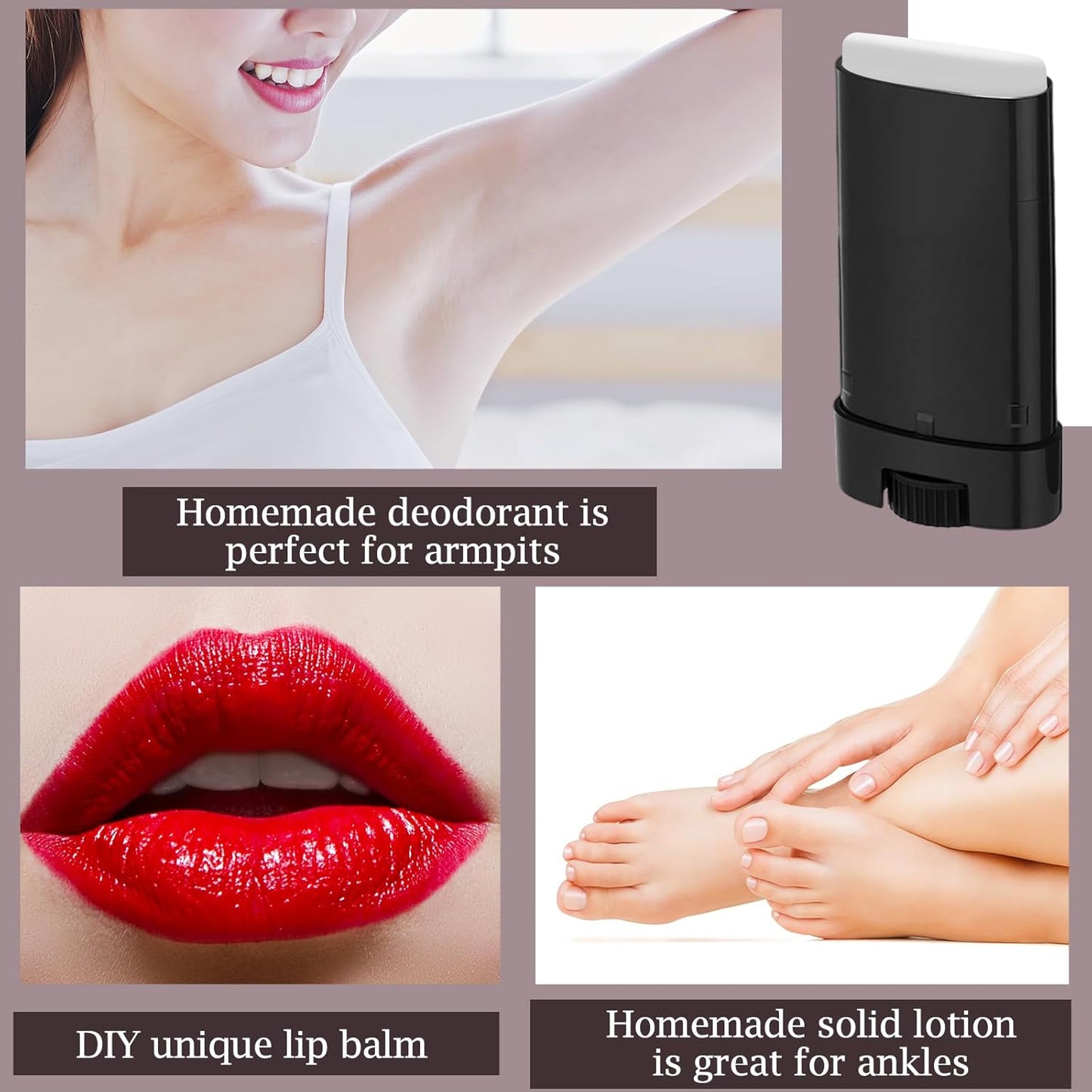 Wesiti 100 Pcs Plastic Empty Deodorant Containers 1/2 oz Travel Deodorant 15ml Refillable Containers Tubes Oval Lip Balm Tubes for Lip Balm DIY(Black)-BrightBean Baby